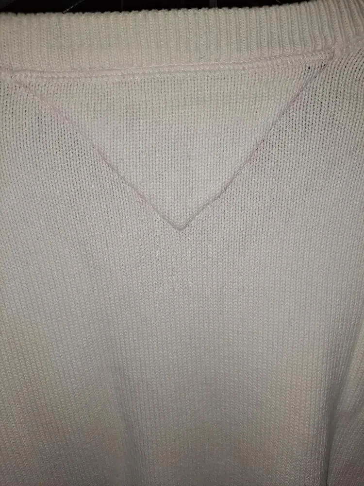 Tommy Hilfiger Y2K White Crew‎ Neck Knit Sweater Size Large
